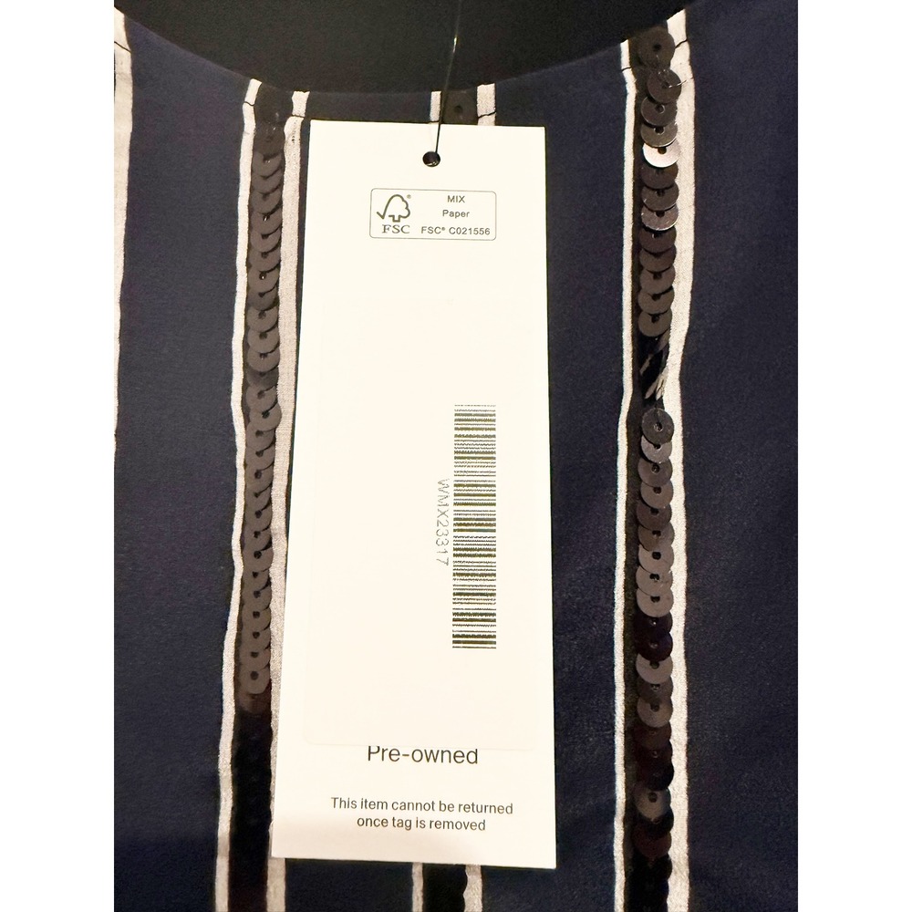 Weekend MaxMara Navy and Black Sequin Long Sleeve Blouse - Picture 8 of 9
